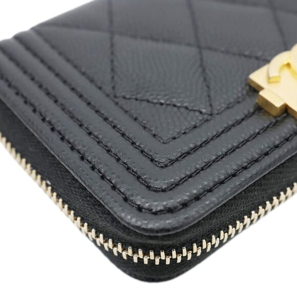 Chanel Boy Small Caviar Leather Zip Around Wallet Black - Picture 8 of 13